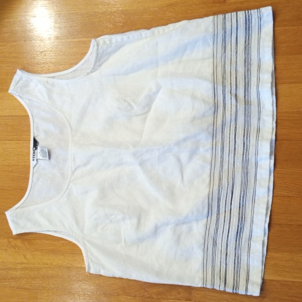 Studio White Sleeveless 100% Linen Sleeveless Women's Top XL